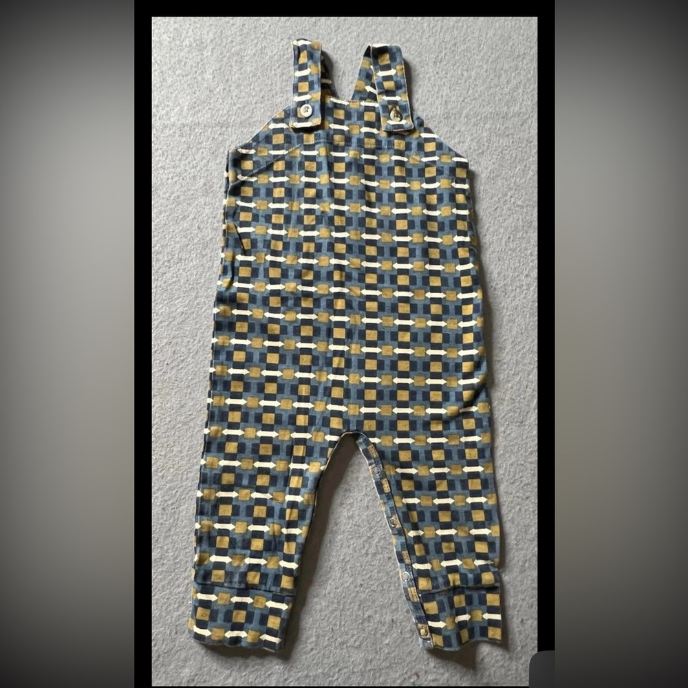 Kate Quinn Overalls Fabric Baby Boys 6-12 Months Geometric Arrows Blue Gold